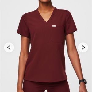 Figs Catarina Scrub Top in Burgundy